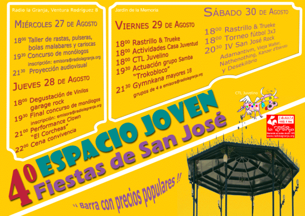 Cartel IV ESPACIO JOVEN FIESTAS DE SAN JOSÉ