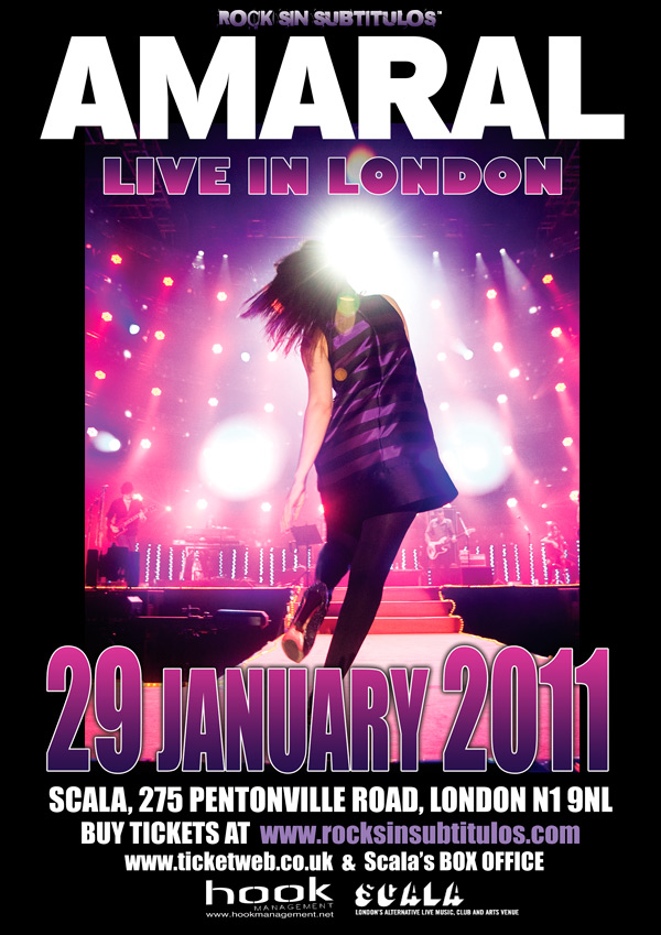 CARTEL DEL CONCIERTO DE AMARAL EN LONDRES