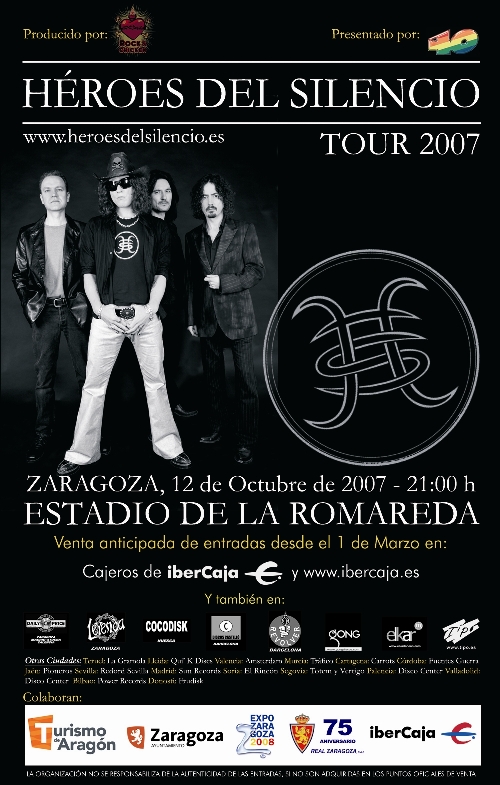 Cartel Concierto de Héroes del Silencio en Zaragoza Tour 2007