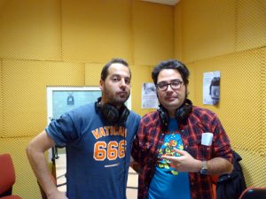 Rubén Vela con Sergio Falces tras su entrevista para el Podcast Diez!