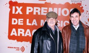 José Antonio Labordeta y Joaquín Carbonell en los IX Premios de la Música Aragonesa Aragón Musical.