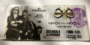 Entrada del mítico concierto en 1991 de Héroes del Silencio, Niños del Brasil y Las Novias. Fuente: Aragón Musical.